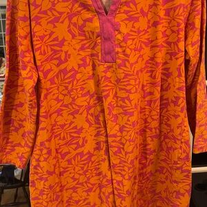 Vibrant Orange and Pink Floral Men's Shirt